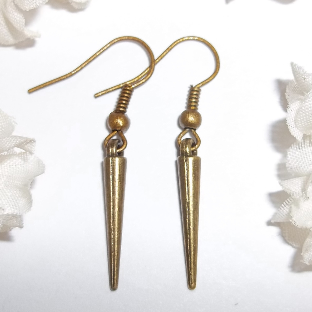 Unisex Bronze Spike Earrings Dangle Jewelry Boho Fashion Accessory Dangle 3968